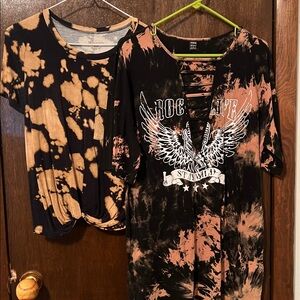 Black and Tan Tie-Dye Tops